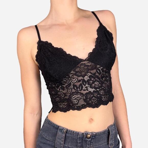 Black lace cami top bralette sheer lace bodice from Calliope size small - Picture 1 of 8